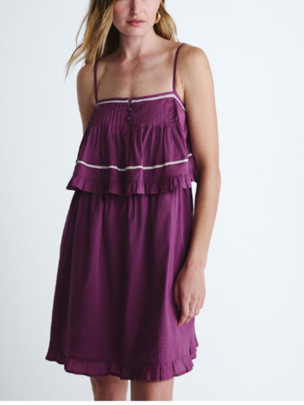 Scoop Women’s Flowy Cotton Mini Dress with Lace Trim, Size Small NWT